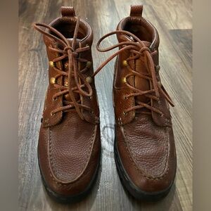 Justin Boots Mocc Toe Lacer Women Brown Leather Casual Dress Chukka Boots Size 8